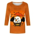 thumbnail image 3 of Hvot&aat Halloween Shirts for Women Funny Cute Ghost Graphic Sweatshirts Halloween Pumpkin/Bat/Spiderweb Prints Loose Casual T-Shirts, 3 of 4