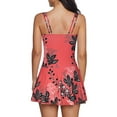 thumbnail image 2 of Zando Crossover Tummy Control Swimsuits for Women Ruched Women One Piece Bathing Suit Flower Printing Swimdress Ruffled Skirted Swimwear Flower Print Red XL, 2 of 7