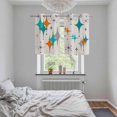 thumbnail image 5 of Teal Orange Boho Kitchen Curtains Small Short 39 Inch Length, Middle Century Geometric Abstract Grommet Top Bedroom Living Room Curtains, Light Filtering Cafe Curtain Drapes 2 Panels Set 55''x39'', 5 of 9