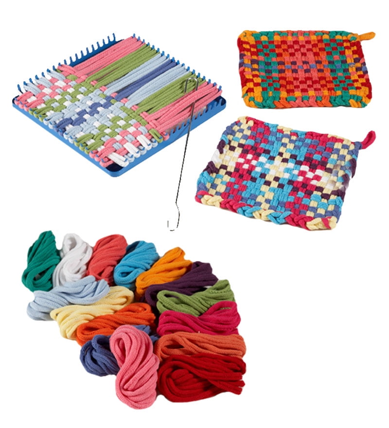 HearthSong Hook and Loop Potholder Set with Loom, Weaving Hook, and 115