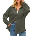 thumbnail image 2 of Fall Shirts for Women 2025 Long Sleeve Waffle Button Down Collared Business Casual Blouse Womens Fall Tops, 2 of 8