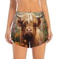 thumbnail image 2 of Rateoe Cute Floral Cow Printed 2 in 1 Women's Workout Shorts for Athletic Gym Running Shorts with Phone Pockets-Small, 2 of 7