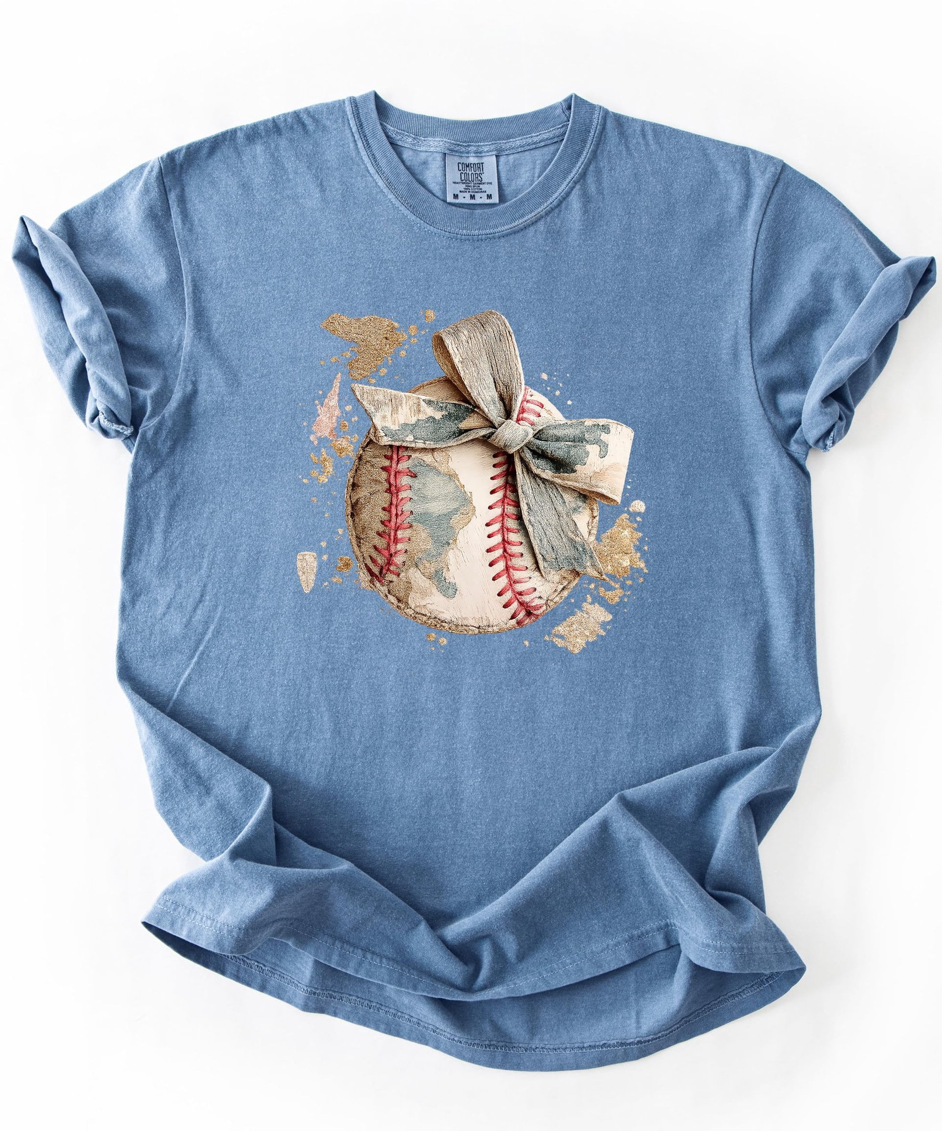 Cute Baseball Bow Shirt for Women - Coquette Game Day Tee - Trendy Sports Mom T-Shirt Blue Jean Shirt Adult 2XL