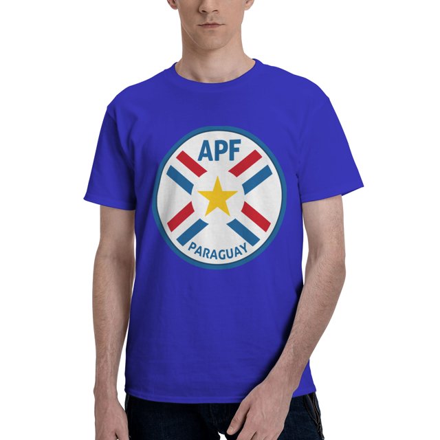 Paraguay National Football Team T-Shirt à Manches Courtes Basique pour Hommes Fashion Bleu Grand