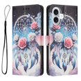 thumbnail image 2 of Leather For Apple iphone 17 6.3-inch Wallet Case Embossed Painted Butterflys&Flowers Pattern, With Card Holder,Wristband,Magnetic Clasp Kickstand Folio Cover,Color-8,For iphone 17, 2 of 7