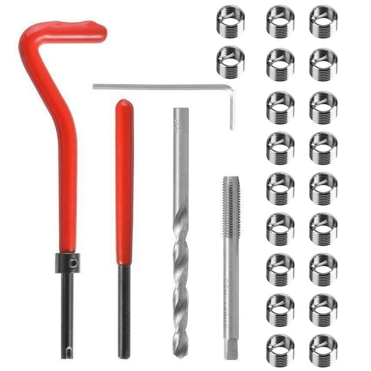 Eummy 25Pcs Thread Repair Kit M6 x 1.0mm High Speed Steel Portable Damaged Thread Repair Insert