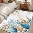 thumbnail image 4 of 3'x5' Rug for Living Room Bedroom, Beach Coastal Washable Area Rugs Non-Slip Carpet Mats, Summer Nautical Coral Shell Botanical Indoor Low Pile Area Rug Runner for Kitchen, Mudroom, 4 of 8