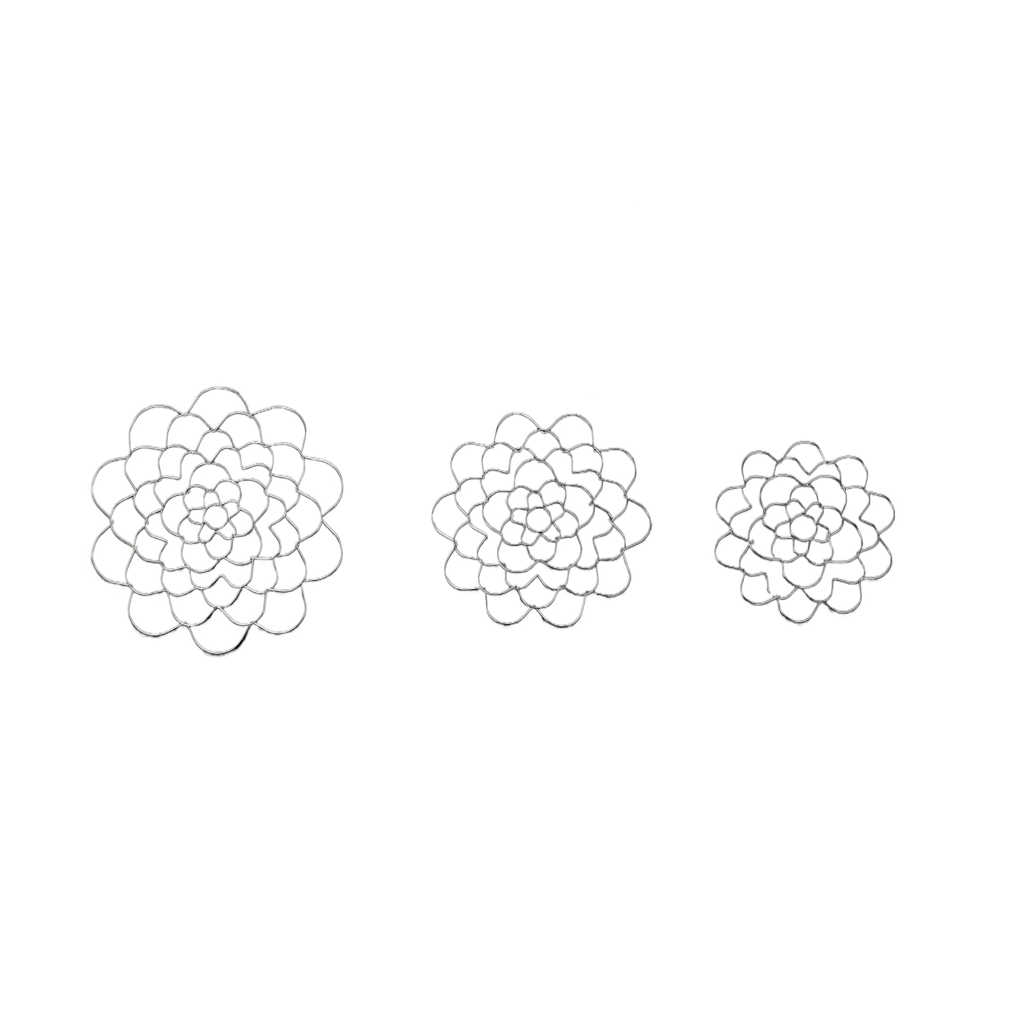 Silver Flower Frog Set of 3