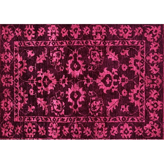 Ahgly Company Indoor Rectangle Oriental Pink Traditional Area Rugs, 5' x 7'