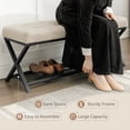 thumbnail image 4 of Dycanpo 44.5" End of Bed Bench,Tufted Upholstered Bench with Shoe Shelf, Linen Color, 4 of 11
