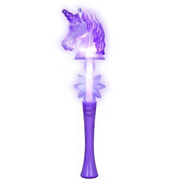 Unicorn Spinning LED Light Up Wand – 15" Purple Light-Up Princess Spin Wand with Batteries Included, Pretend Play Toy & Party Favor for Kids