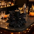 thumbnail image 5 of 12 Inch Artificial Black Rose Candle Ring Wreath, Gothic Black Foliage Mini Wreath, Halloween Spooky Candle Holder Decor for Table Mantel, 1-Pack, 5 of 6
