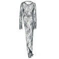 thumbnail image 4 of Vestido informal largo de encaje para mujer con dobladillo asimétrico y cuello redondo, ideal para el verano, 4 of 7
