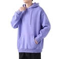 thumbnail image 3 of Beiwei Men Leisure Hooded Neck Hoodies Long Sleeve Casual Pullover Mens Solid Color Fall Fleece Sweatshirts Purple L, 3 of 3