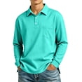 thumbnail image 2 of Breeze Polo Shirts for Men Long Sleeve Henley Button T Shirts Causal Loose Lightweight Breathable Tees, L, 2 of 9