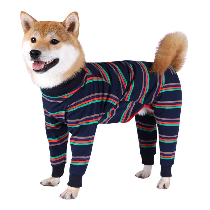 Cute Soft Blue Zebra-striped Pet Puppy Dog Sweater Jumper Clothes Coat XS