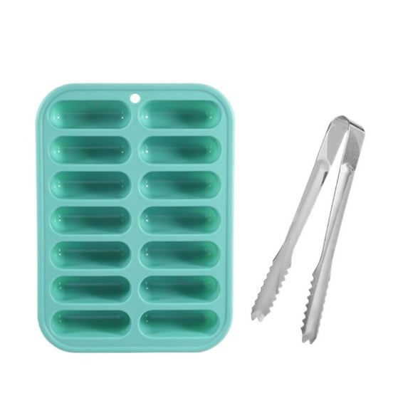 Bandeja de silicona para cubitos de hielo de 14 rejillas con tapa para hacer cubitos de hielo para uso doméstico (verde)