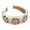 Pink sunflower, variant on Handmade Embroidered Floral Headband, Wide Crochet Knitted Padded Hairband for Volumizing Crown, Non-Slip Soft Cotton Hair Accessories for Women