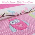 thumbnail image 3 of Cozy Line Home Fashions Cozy Line Pink Owl Cotton Quilt Bedding Set 3 Piece Queen 3 Piece, 3 of 5