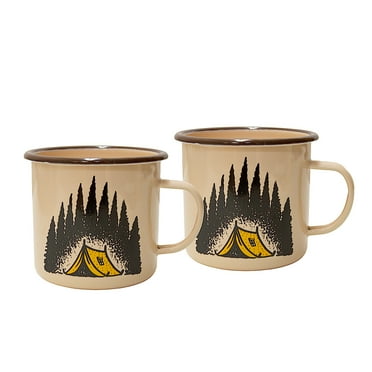 Stansport 24 oz Camp Scene Enamel Mug Set - 2 Pack, Outdoor, Beige