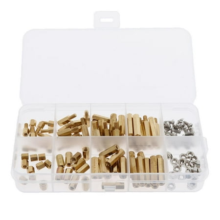 

M3 Male-Female Brass Screw Nut Threaded Pillar Spacer Assortment with Organizing Case ( Pack of 120 Pieces )
