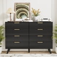 thumbnail image 2 of Feishominoo Fluted Dressers with 8 Drawers for Bedroom, Home Boho Wide Wood Chest of 8 Drawers Storage Organizer for Living Room Hallway Nursery, Black, 2 of 10