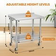 thumbnail image 2 of Towallmark Stainless Steel Table, 30x24 Inch Metal Prep Table With Wheels & Adjustable Undershelf, Commercial Work Table With Backsplash For Kitchen Restaurant Home Garage, Heavy Duty, 2 of 7