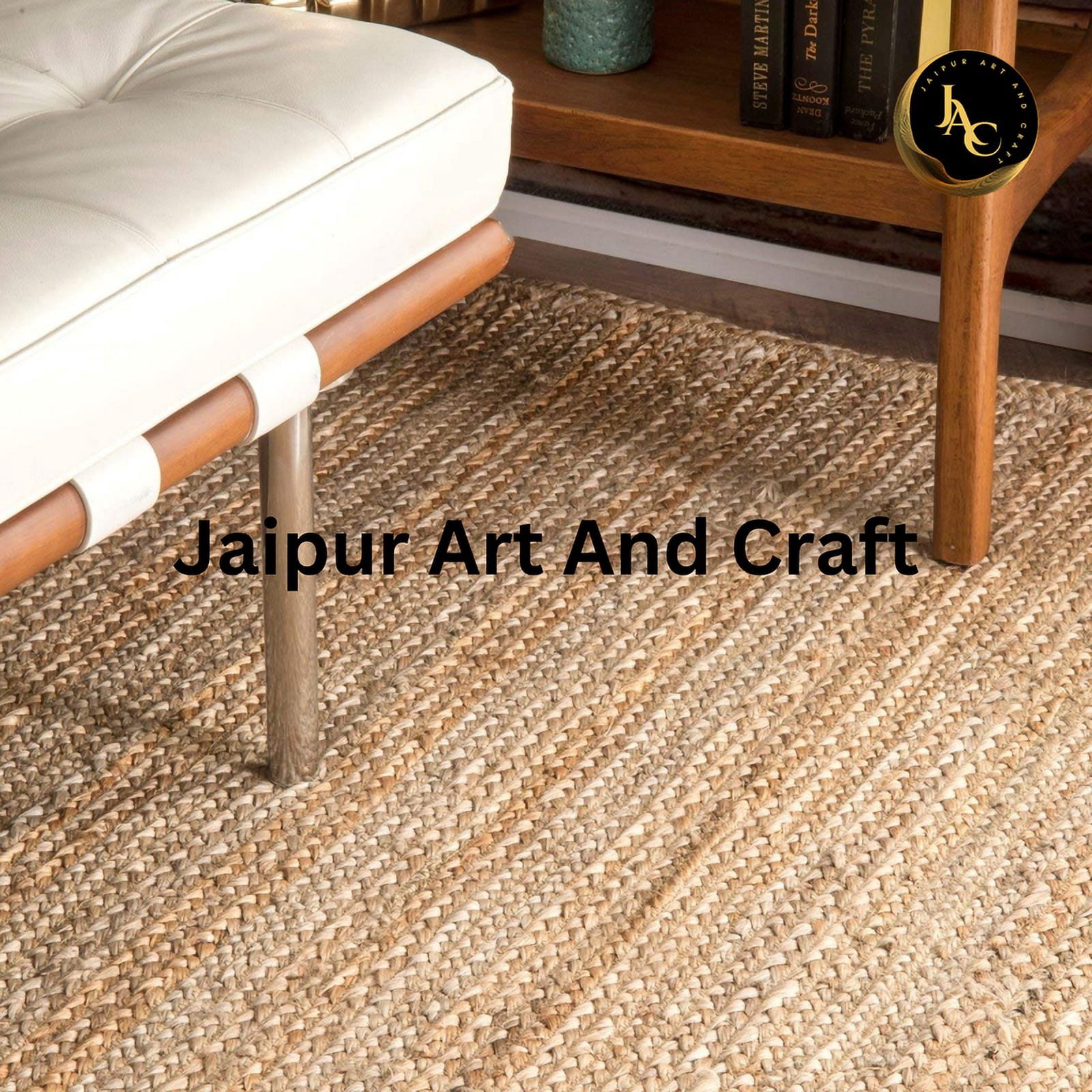 Jaipur Art And Craft Jute Area Rug Rectangle Braided Reversible Carpet for Bed Room (2x6 Sq ft)