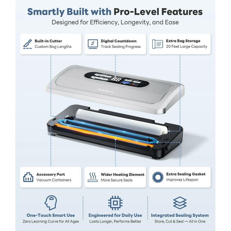 CENWOPAL 8-in-1 Vacuum Sealer Machine - 80000pa Suction, Automatic With Dry/Wet Modes, Bags & Cutter Included