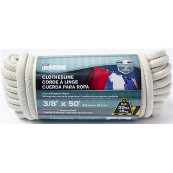 Mibro 341911BG 0.37 in. x 50 ft. Clothes Line Cotton & Polyester Diamond Braid Rope