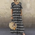 thumbnail image 2 of VEKDONE Women's Plus Size Maxi Dress Loose Fit Flowy Stripe Dresses Summer Short Sleeve V-Neck Tunics Long Dress Casual Lightweight T-shirt Dress, 2 of 6