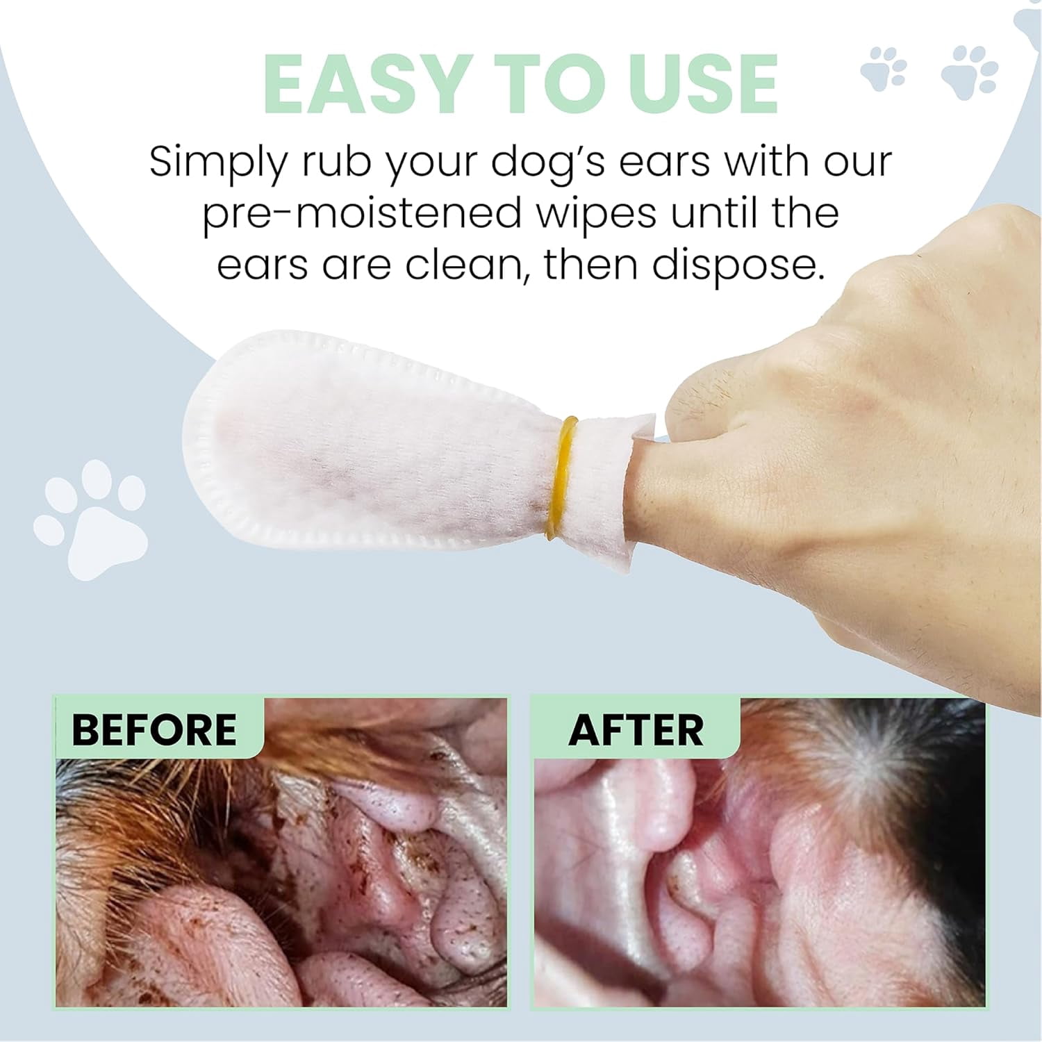 70-Count Dog Ear & Finger Wipes – Soft Non-Woven Wipes for Gentle Pet Grooming