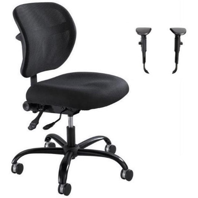 Safco Mesh Big and Tall Office Chair with Alday Arm Kit in Black