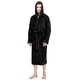 thumbnail image 1 of Bata de felpa con capucha NY Threads, talla pequeña/mediana, negra, 1 of 6