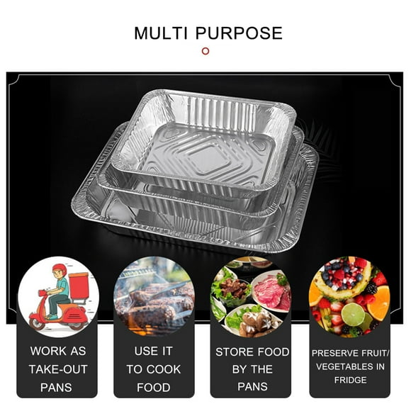 750/1050/2000 ML Disposable Aluminum Foil Pan Containers Takeout Pans with Lids for Baking Storing Heating Cooking Grilling Food 20PCS/Pack