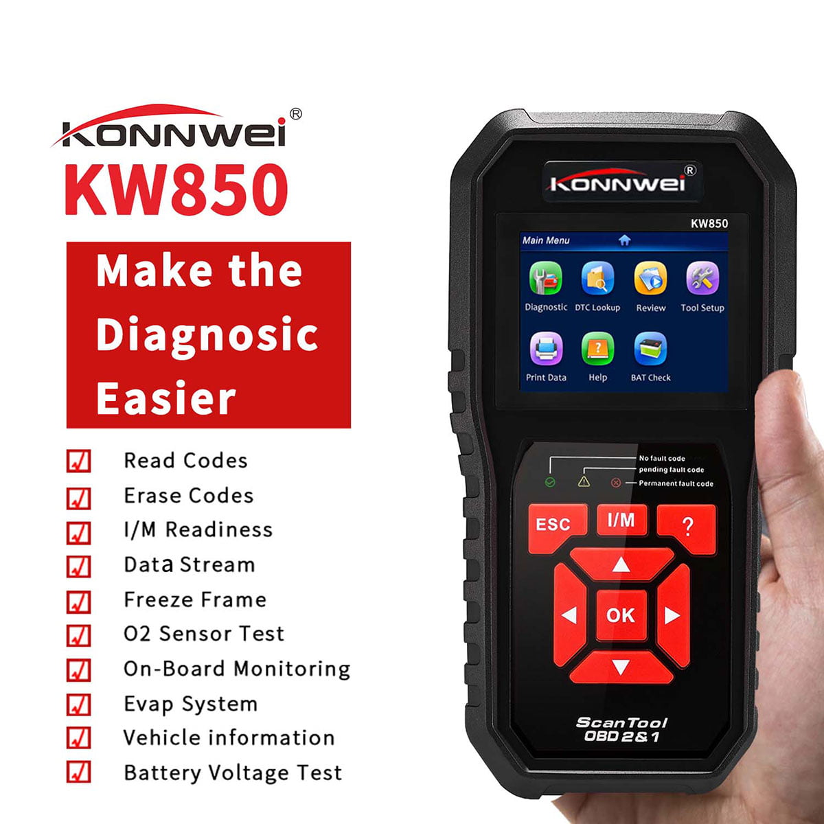 Details about   Universal OBD2 Auto Code Reader KW850 Car Diagnostic Fault Scanner Reset Tool 