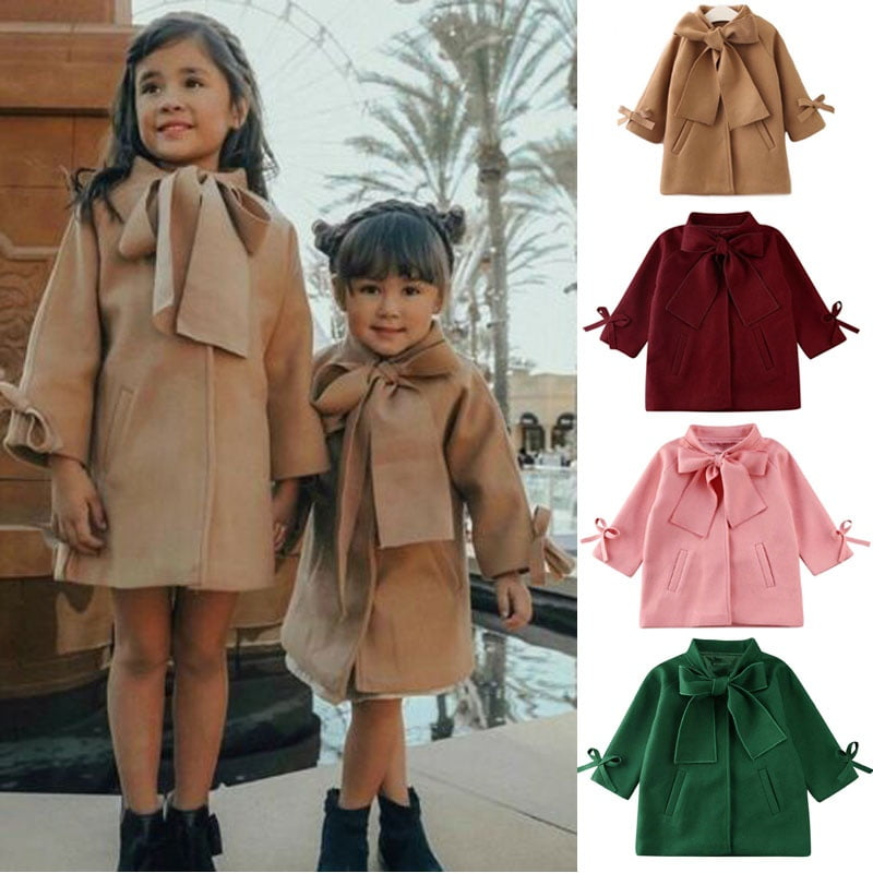 Toddler Kids Baby Girls Winter Warm Trench Coat Hooded Outerwear Jacket Clothes 