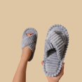 thumbnail image 6 of Xfvqtps Women Fluffy Slippers Cross Strap Stripe Open Toe Versatile Indoor Home Funny Winter Non-Slip Thick Sole Plush Slippers Gray, 6 of 7