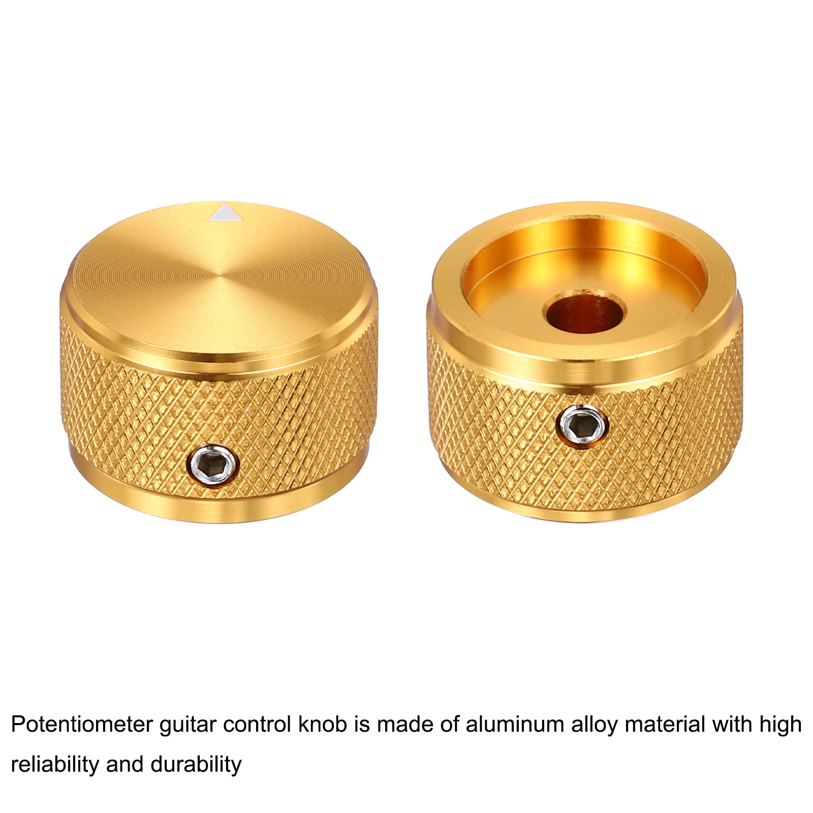 Uxcell 6 Pcs Aluminium Potentiometer Knobs, 1/4" (6mm) Universal Volume Tone Control Knobs for Guitar, Bass, Diamond 5/8" Gold