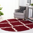 thumbnail image 3 of SAFAVIEH Dallas Logan Geometric Shag Area Rug, Red/Ivory, 6' x 6' Round, 3 of 9
