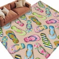 thumbnail image 6 of Summer Slippers Area Rug 5x7 Washable Rug Non Slip Watercolor Flip Flops Ocean Beach Light Brown Large Area Rug Soft Stainresistant Indoor Floor Carpet for Living Room Bedroom Home Office Dining Room, 6 of 8