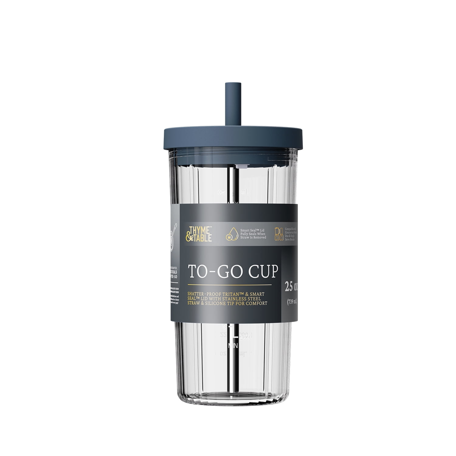 Thyme & Table 25 oz Blender to-Go Cup with Smart Seal Lid, Atlantic Blue