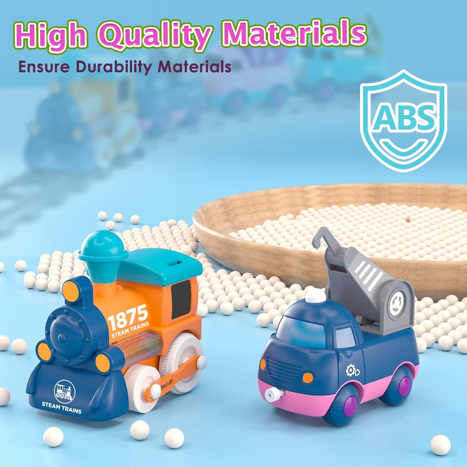Electric Train Set for Toddlers 2-4, Magnetic Kids Trucks with Tracks, Toy Train with Light & Music, Birthday Gifts for 3-5 Years Old Boys Girls