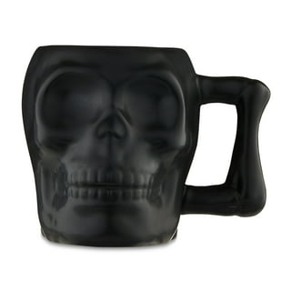 Creature Cups 12 Oz SKULL Cup Mug, Figural Surprise Skull Inside, Black  With White Inside, 3.5 