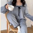 thumbnail image 1 of Conjunto de pijamas de cuello cuadrado para mujer, ropa de dormir de terciopelo polar, pantalones de 2 piezas, traje de Casa esponjoso, ropa de noche cálida coreana, Piiama sólido, Invierno, 1 of 4