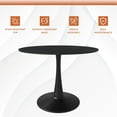 thumbnail image 4 of LeisureMod Round Dining Table Modern 40" Sintered Stone Tabletop with Black Steel Pedestal Base for Kitchen and Living Room Bristol Series in Black, 4 of 10