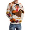 thumbnail image 5 of Happy Thanksgiving Pumpkin Turkey Men's Women Vintage 3D Hooded Sweatshirt - All-Season Loose Fit Streetwear, 5 of 6