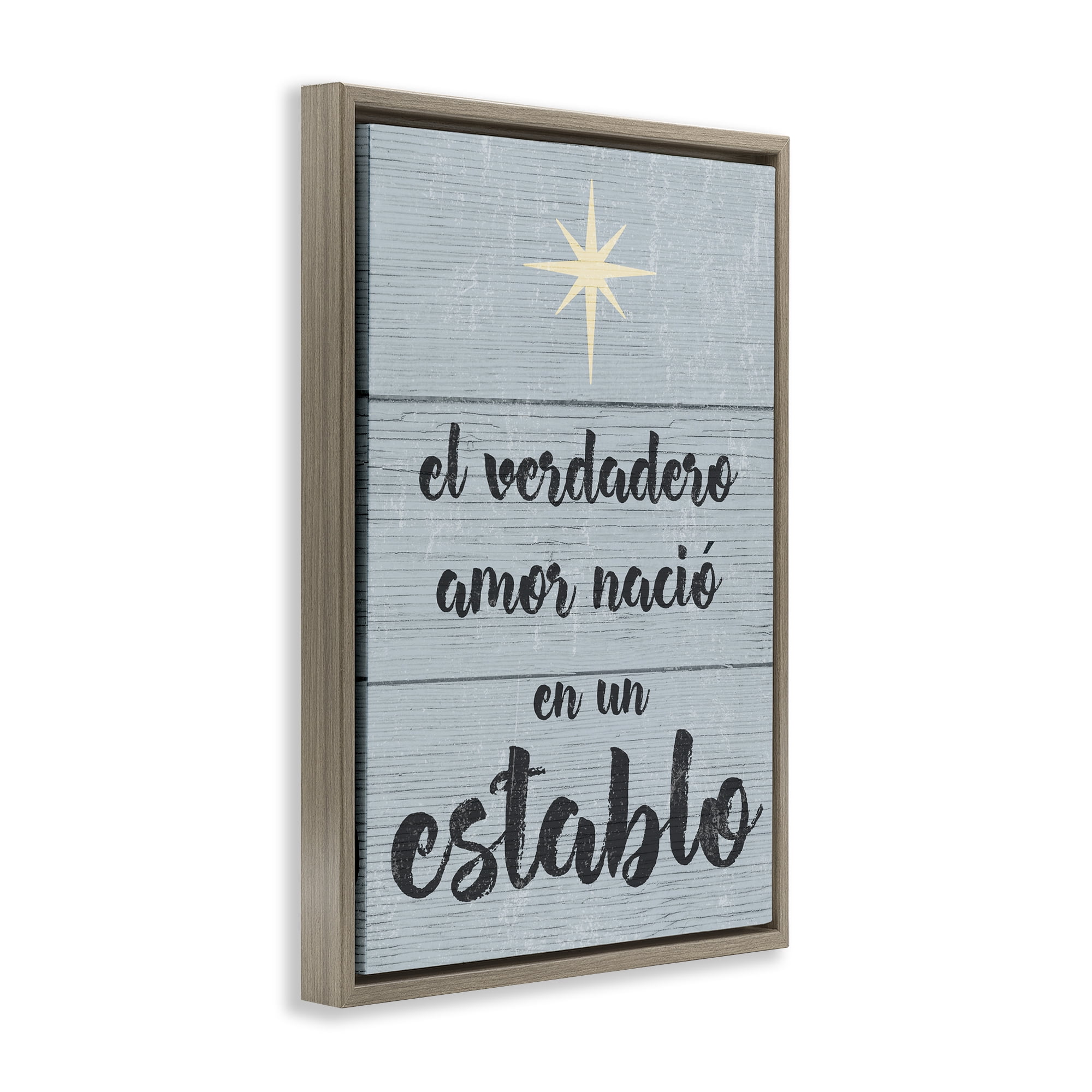 Stupell Industries Amor Verdadero en un Establo Holiday Painting Brown Floater Framed Art Print Wall Art, 21 x 31