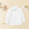 thumbnail image 3 of LNMQLPDBS Toddler Girl Tops Long Sleeved Ruffle Edge Lapel Printed T Shirt Toddler Button Down Shirt Puff Sleeve Cute Tops for Kids White 2-3 Years, 3 of 8