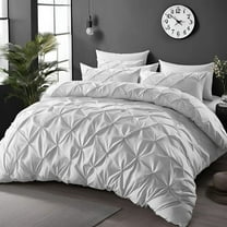 Pinch Pleated Duvet Cover Set 1200TC 100% Cotton 3-Piece, Pinch Duvet Cover, Pinch Pillowcase Zip & Tie Closure Pack of 1 (Super king Plus_120 X 120 Inch)